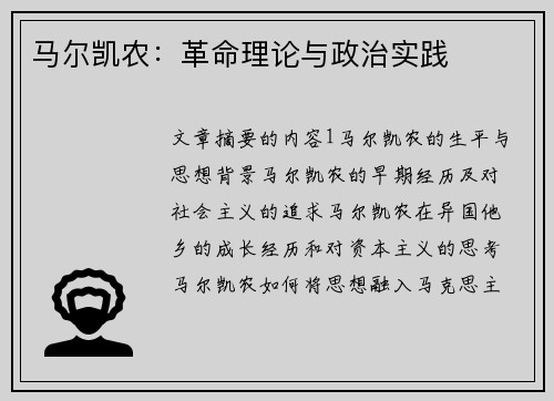 马尔凯农：革命理论与政治实践